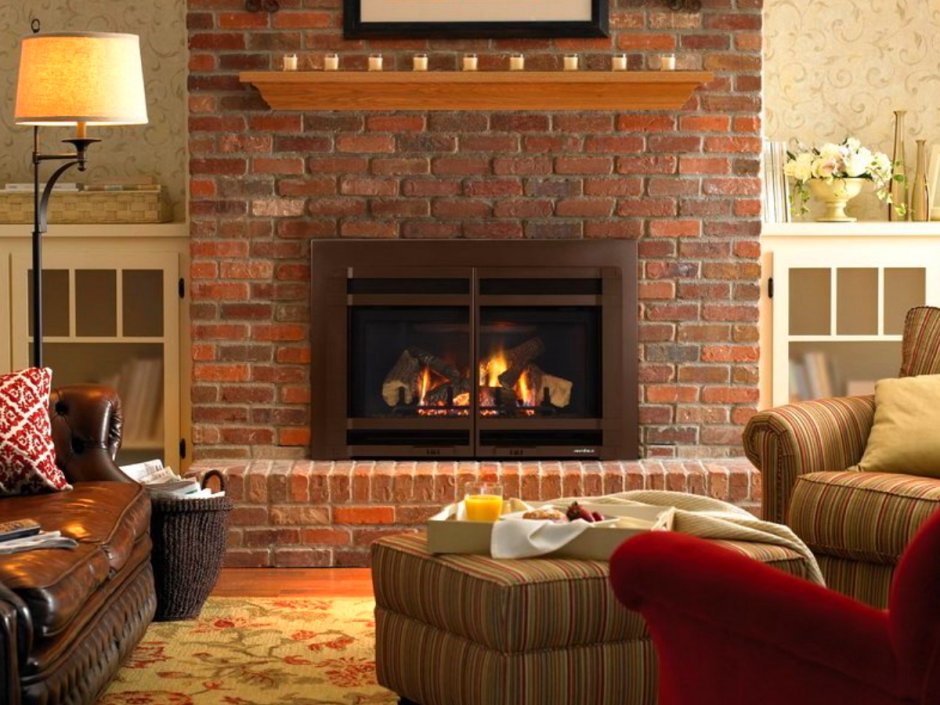 Камин облицованный клинкерной плиткой