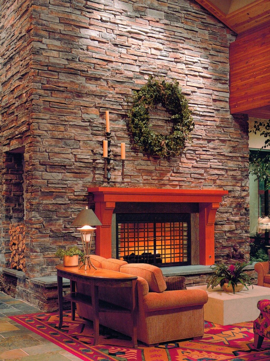 Камин красный кирпич