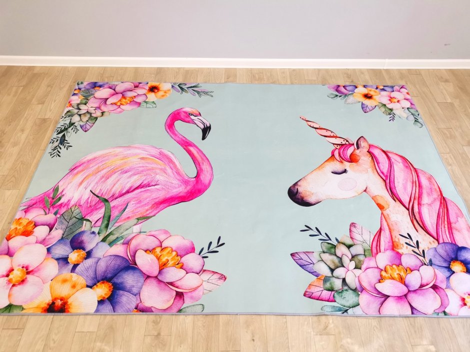 Палас фиолетовый с единорогами большой