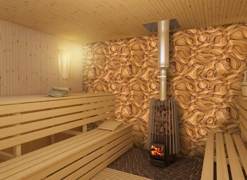 Отделка стен полубревнами