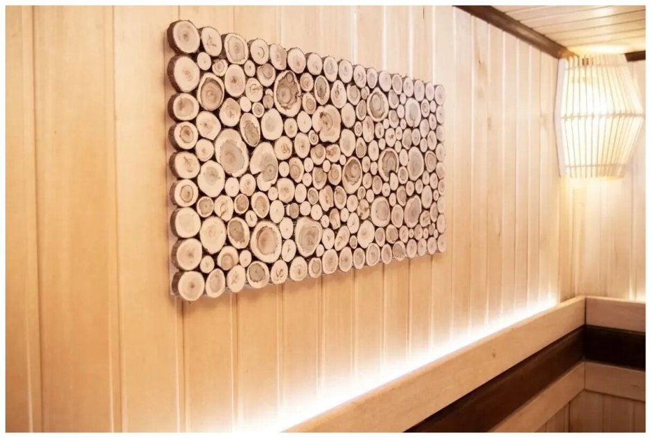 Стена из круглых спилов
