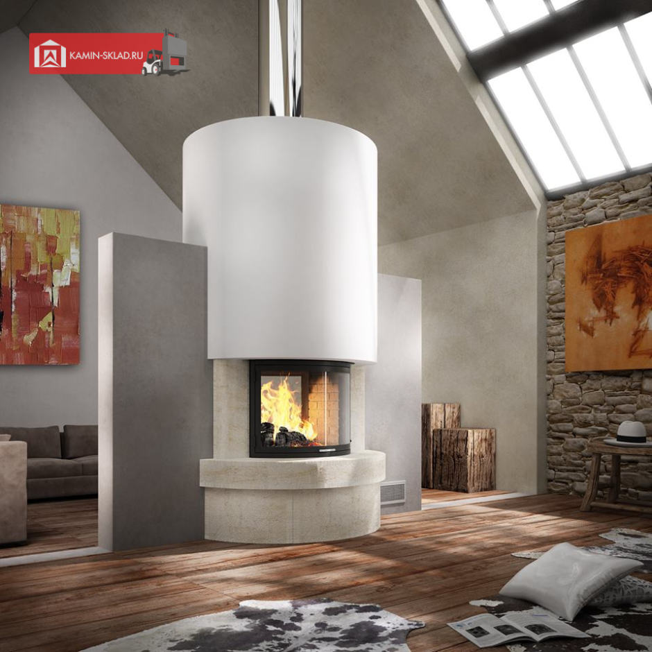 Двухсторонний камин в интерьере