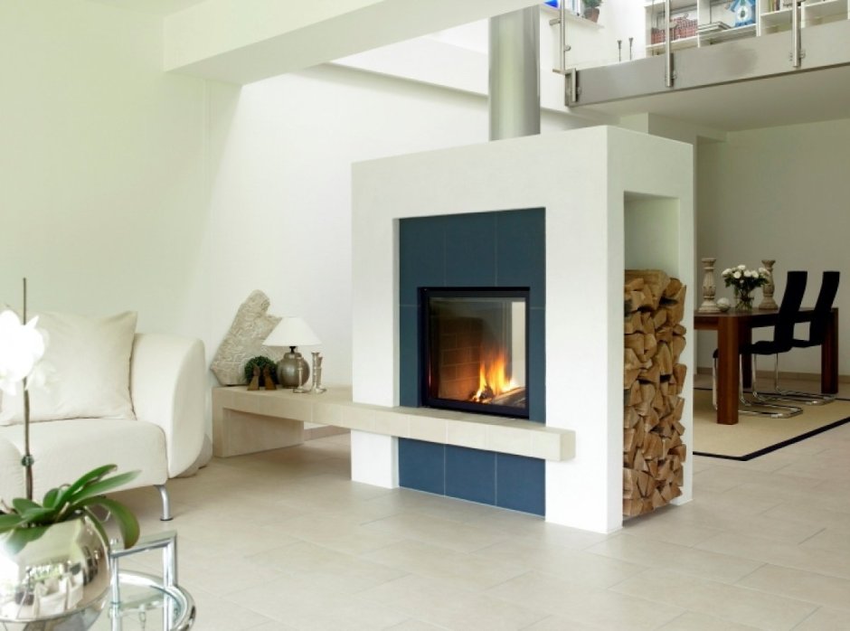 Двусторонний электрический камин