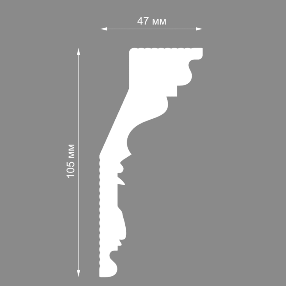 Плинтус для натяжных потолков полистирол белый Формат 211529 4.7х10.5х200 см
