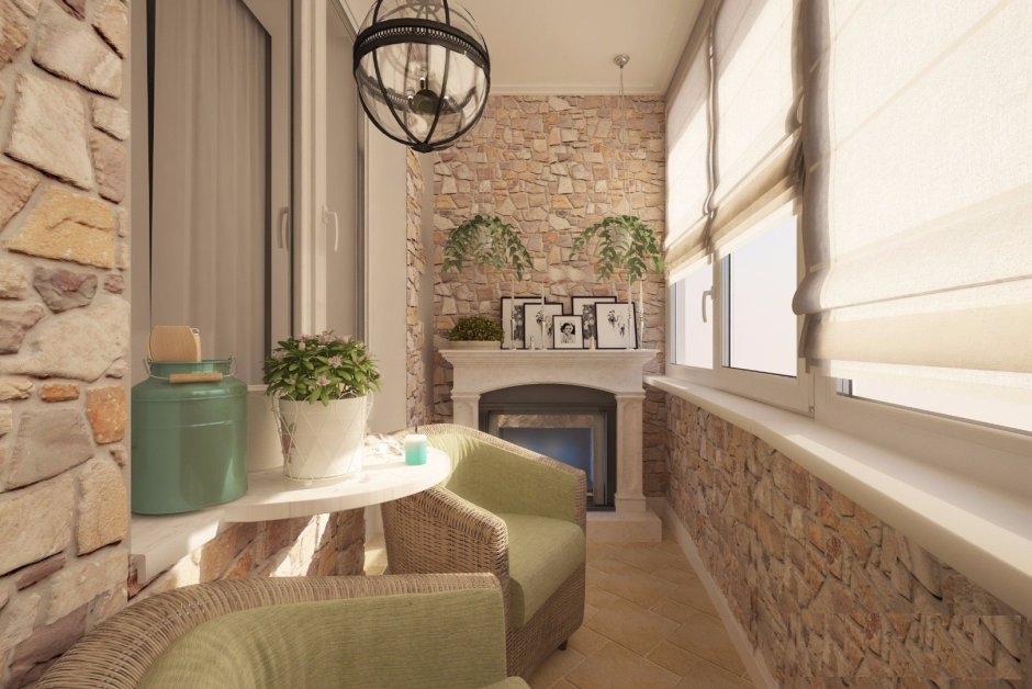 Отделка балкона искусственным камнем