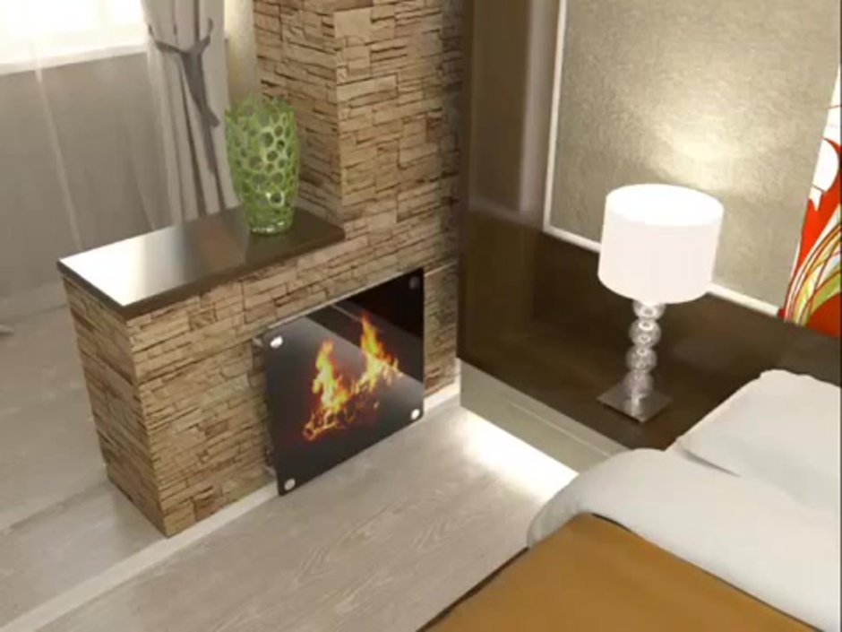 Декоративный камин на балконе