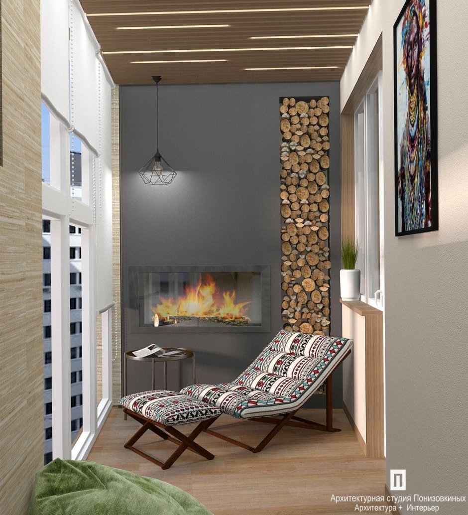Лоджия с камином