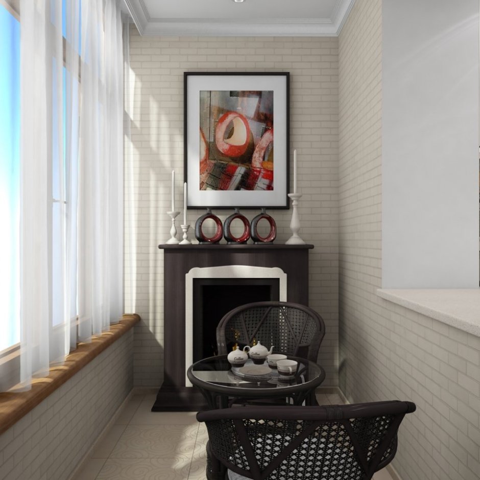 Электрокамин на балконе