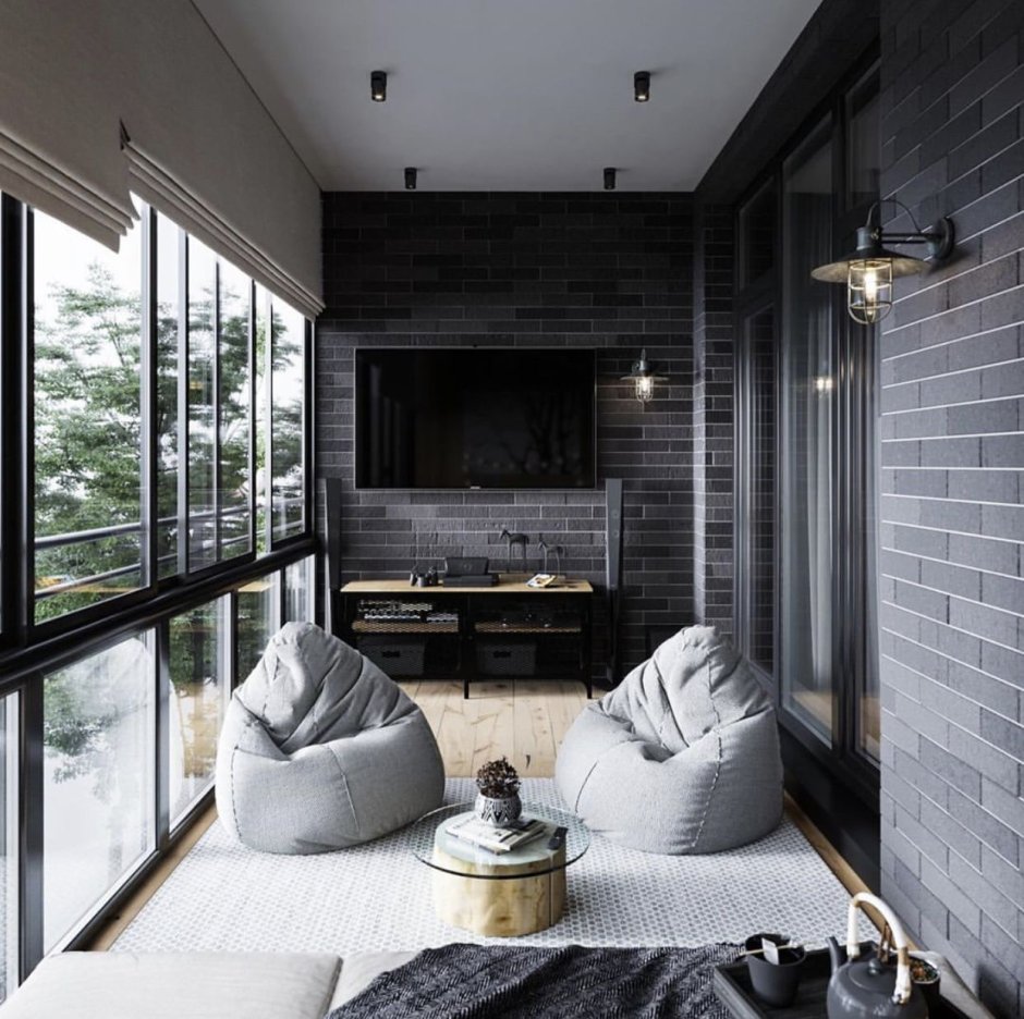 Камин на балконе в квартире