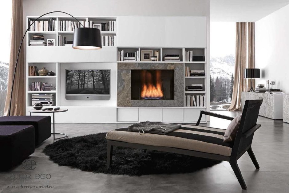 Стенка для гостиной с электрокамином икеа