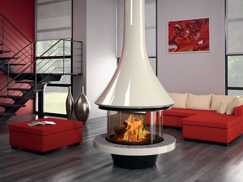 Камин Zeus, со стеклом, черный, h=2.4 (Traforart