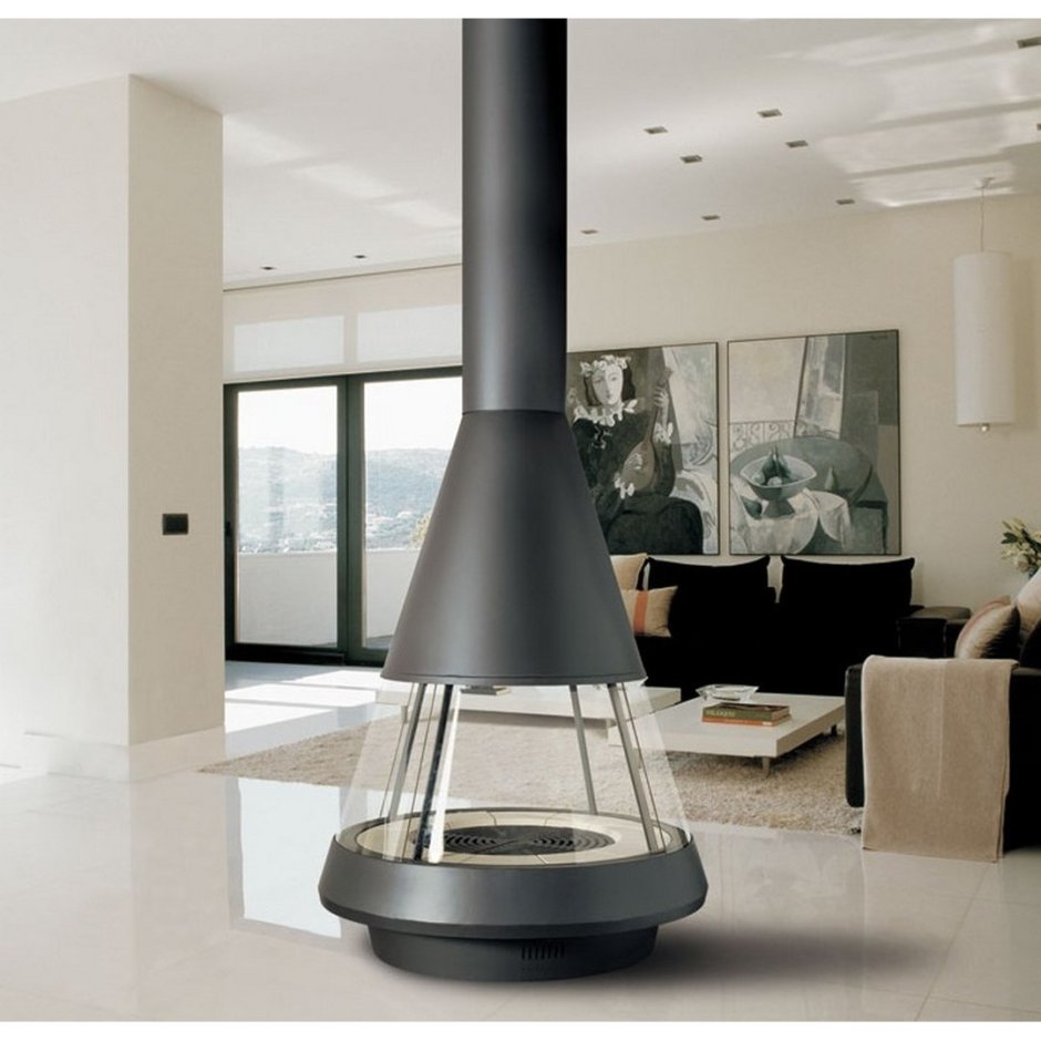 Камин круглый прозрачный