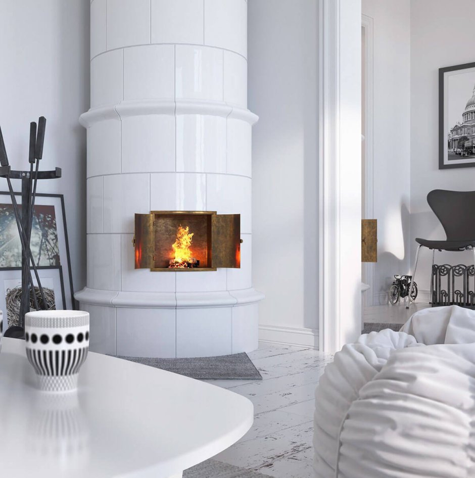 Камин круглый стеклянный