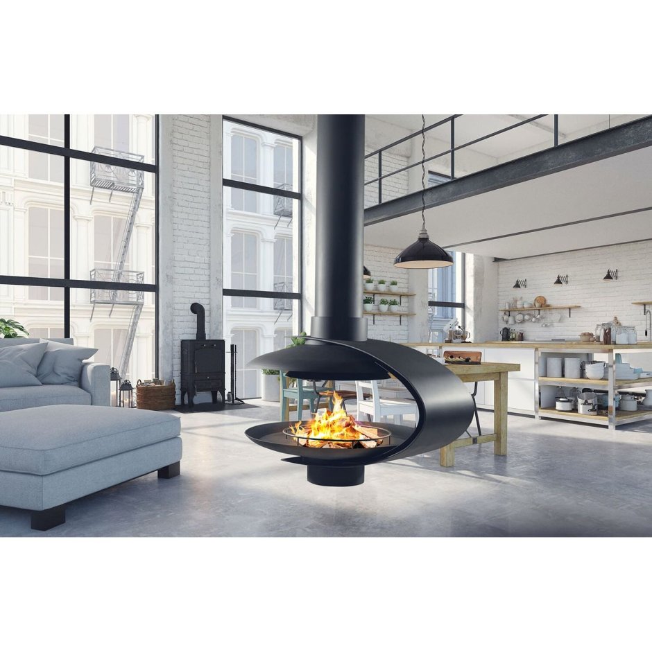 Подвесные камины в ресторане