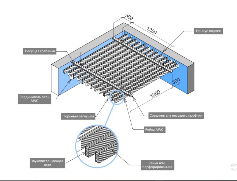 Реечный потолок Албес комплектующие