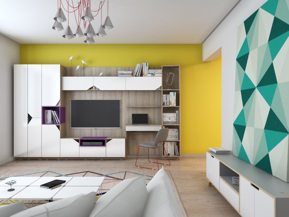 Стенка в гостиную с рабочим местом