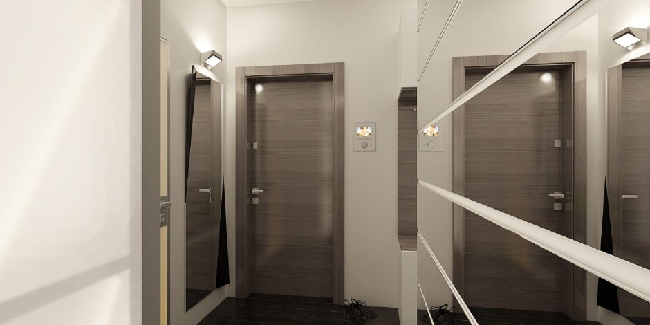 Серо-коричневые двери в интерьере квартиры реальные