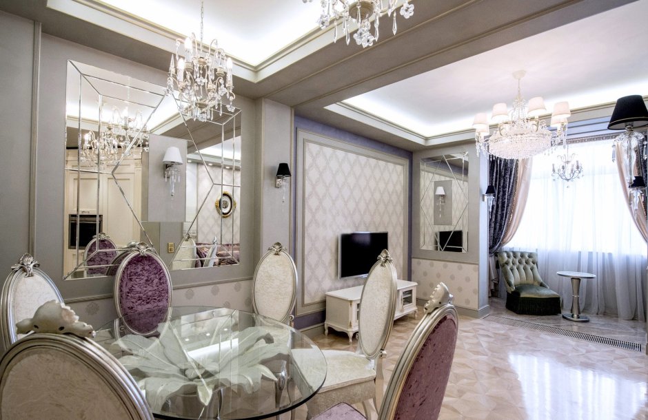 Зеркала в интерьере классической гостиной