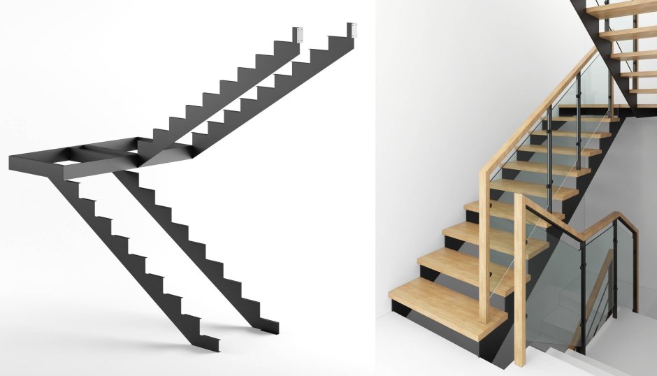 Каркас лестницы из швеллера и уголка