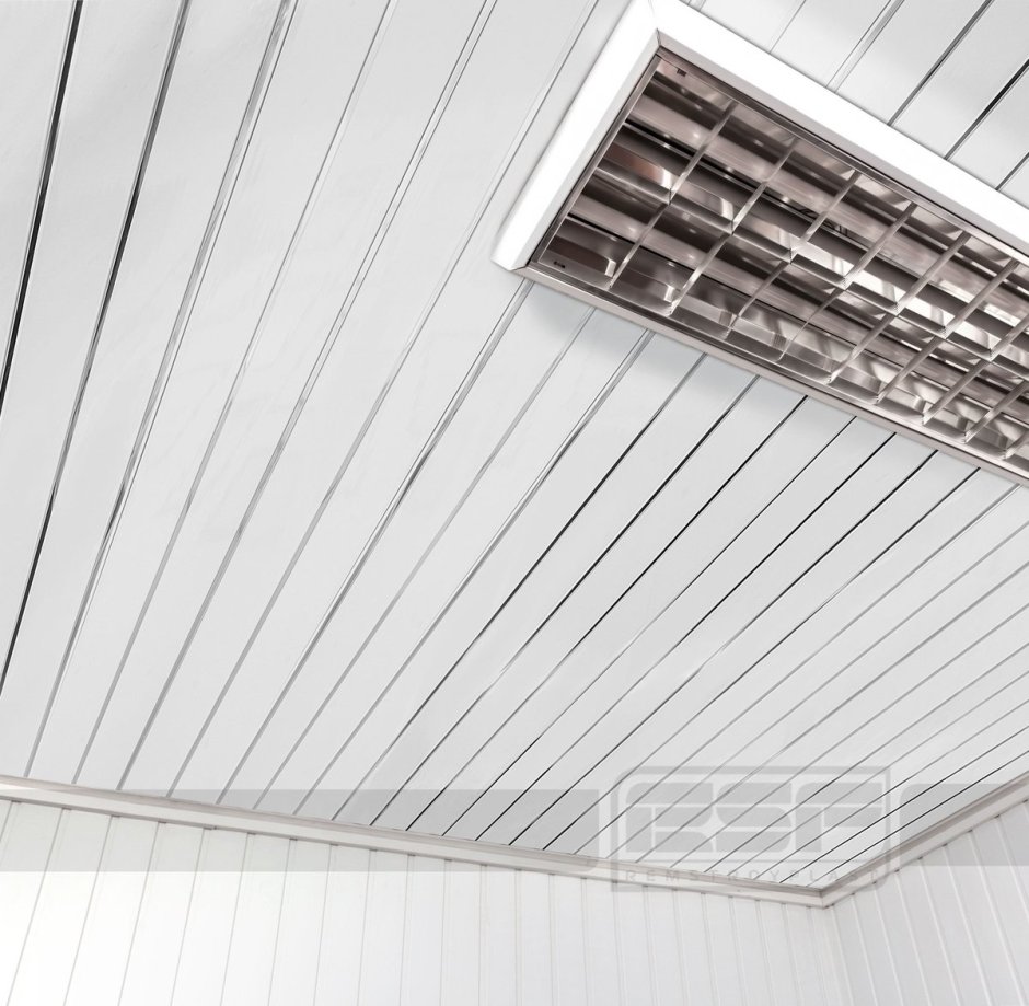 Панель ПВХ потолочная Акватон Софито хром белая 250 х 3000 х 9 мм