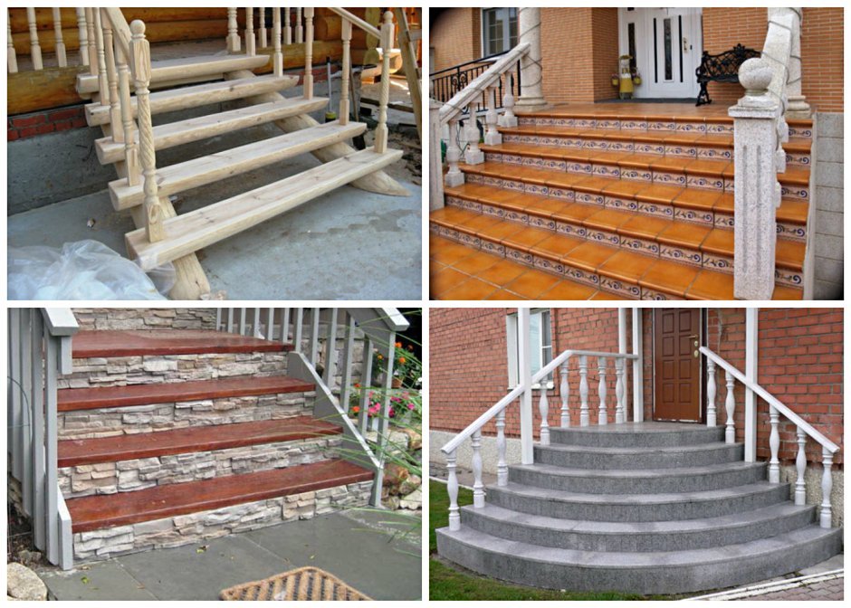 Бетонное крыльцо с деревянными ступенями