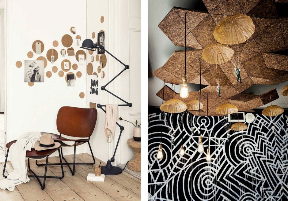 Декор из пробки на стены