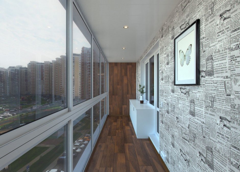 Балкон из плитки под дерево