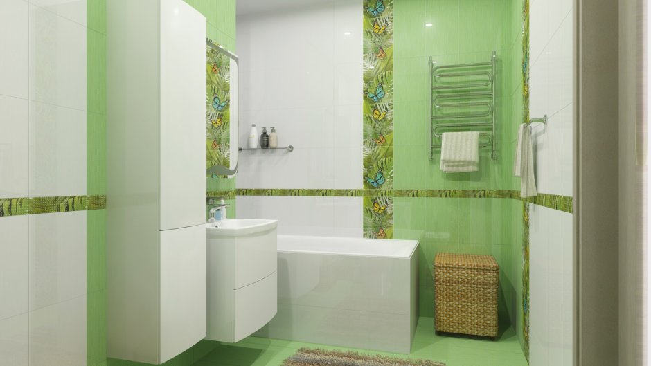 Керамическая плитка зеленая для ванной