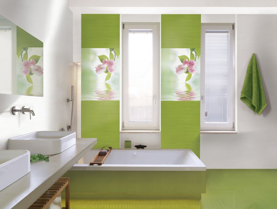 Ванная комната в салатовом цвете