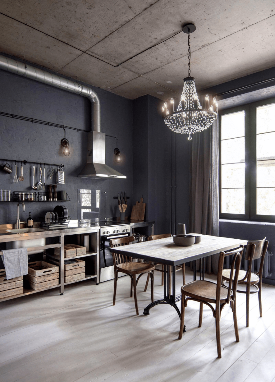 Кухня студия в стиле лофт