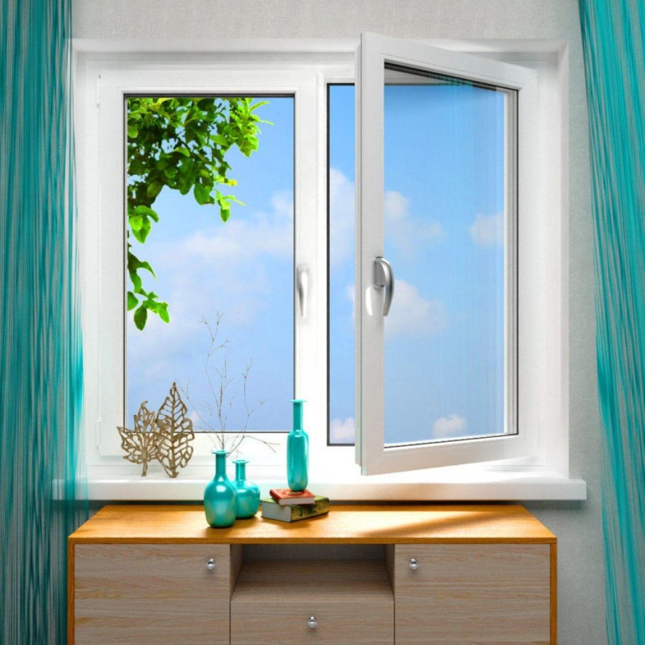 Двустворчатое окно Рехау