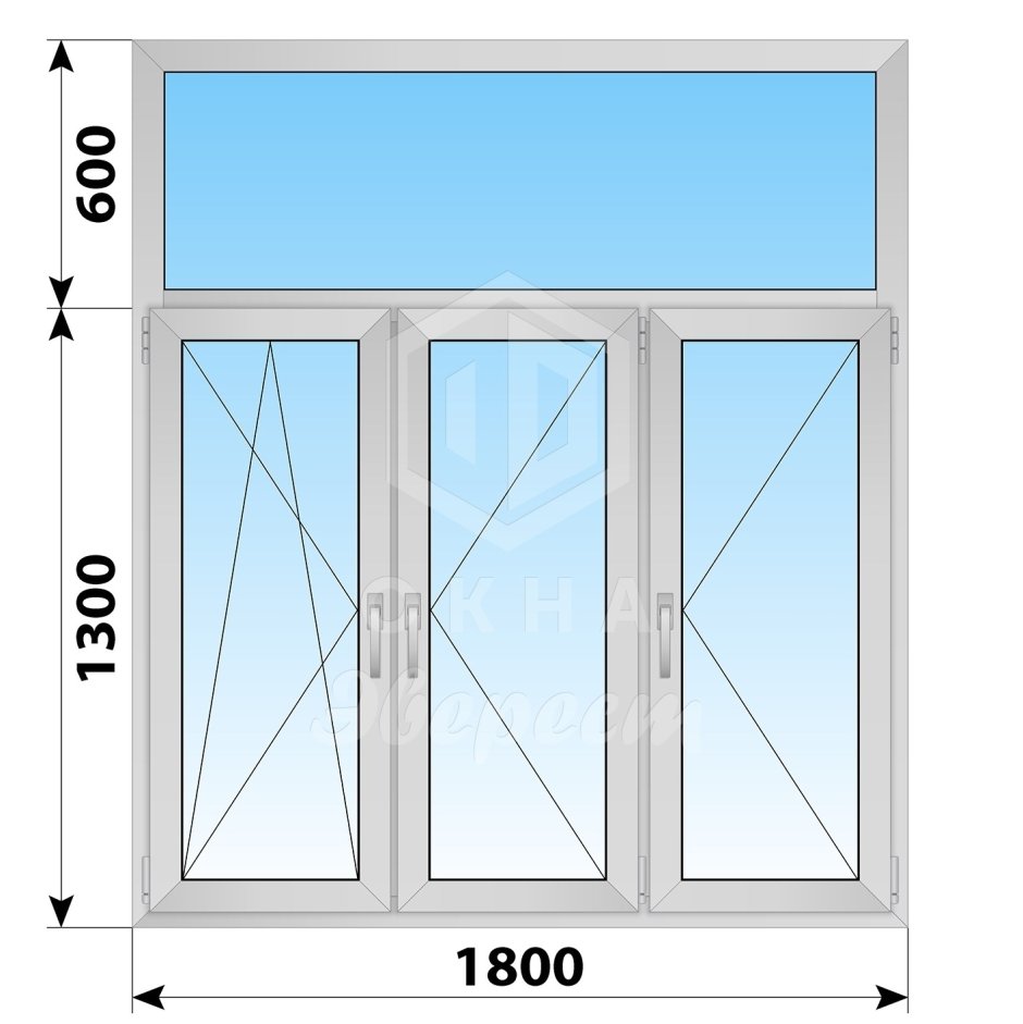 ПВХ окна 1800-1200 фрамуги