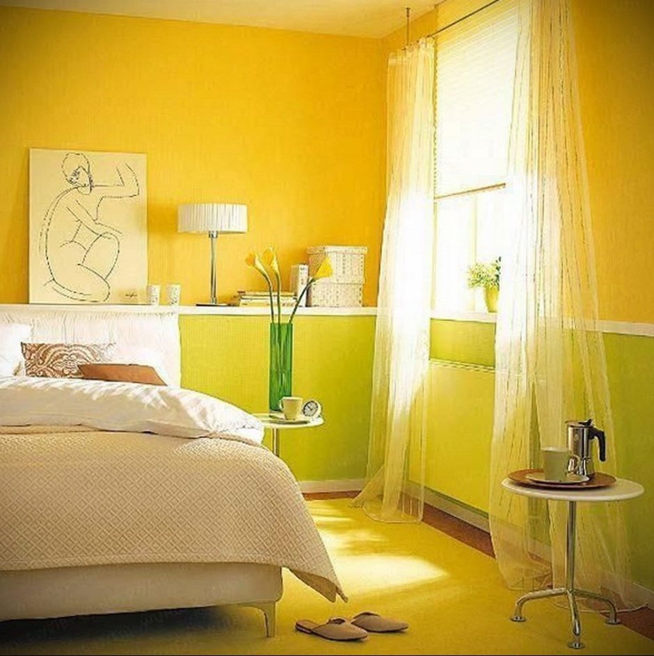 Лимонный цвет стен в интерьере