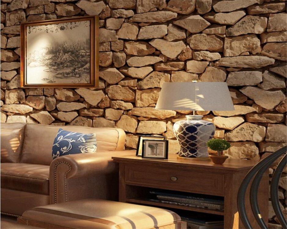 Каменная стена в интерьере