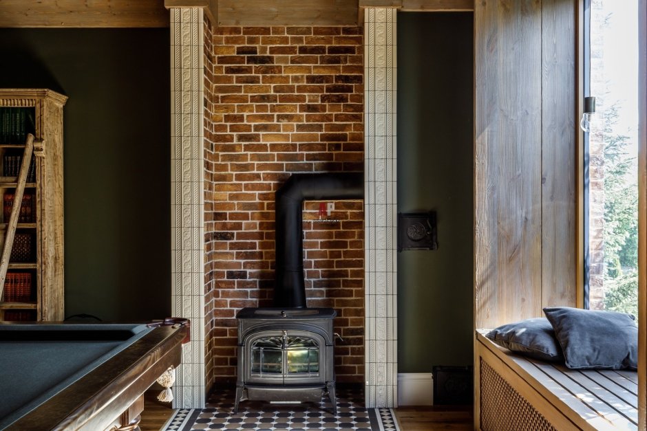 Кирпичная печь камин в стиле лофт
