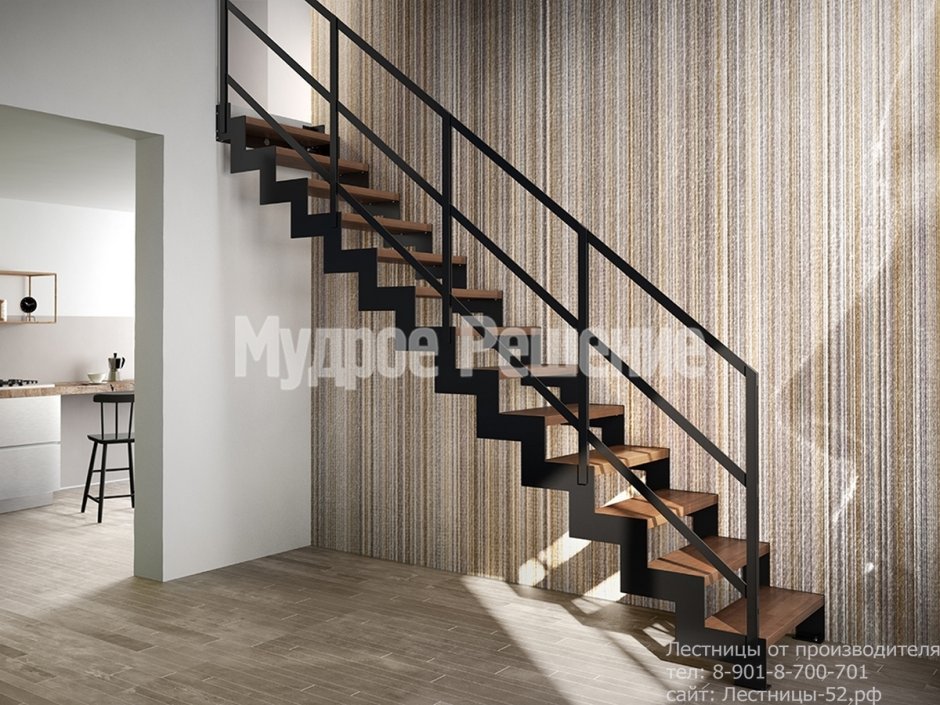 Лестница 2 косоура металл