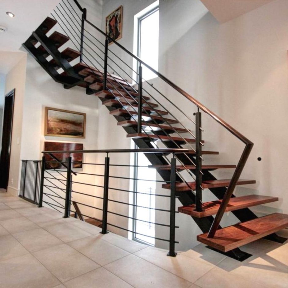 Лестница на 2 косоурах лофт