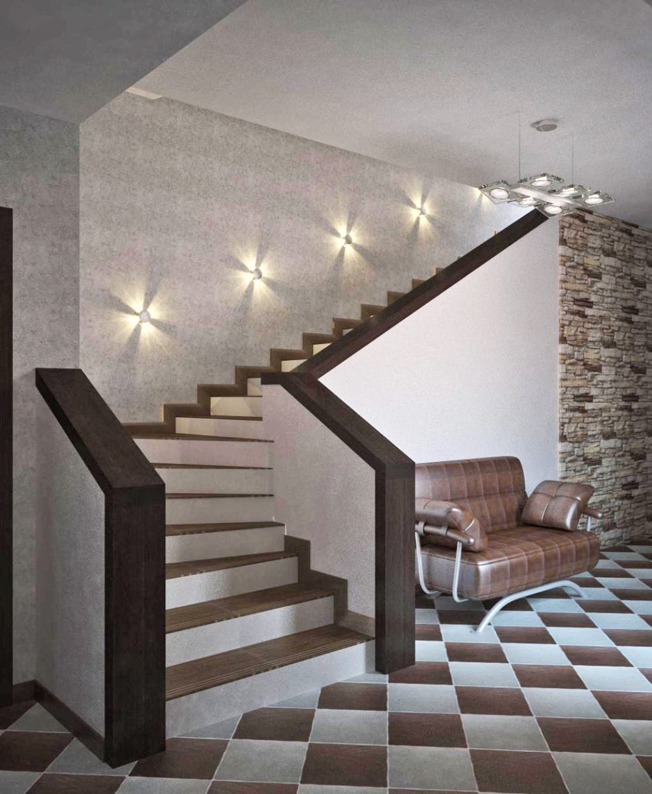 Освещение над лестницей в частном доме