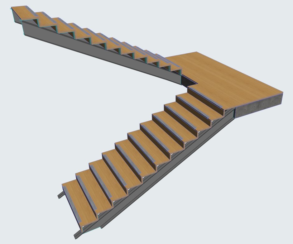 Лестница косоур сбоку монолит