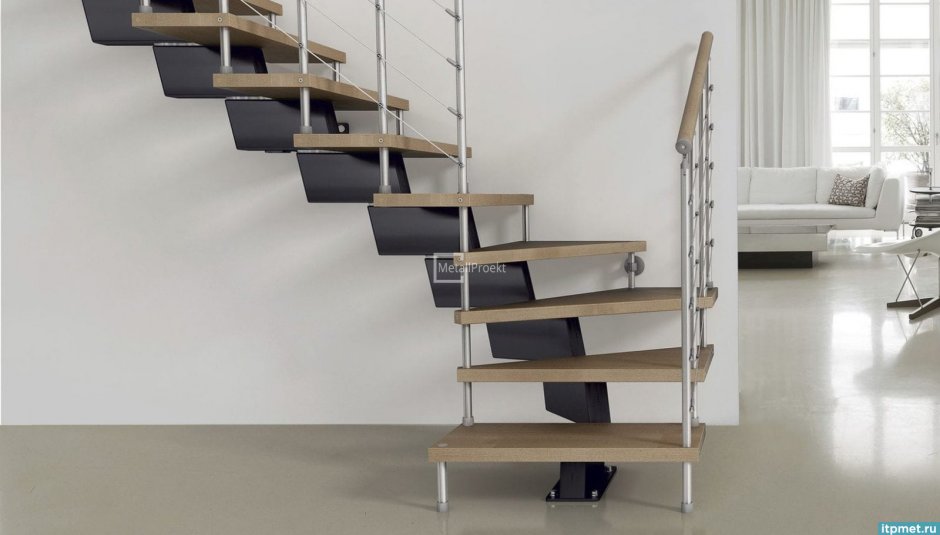 Модульная лестница спринт (c поворотом на 180 градусов)