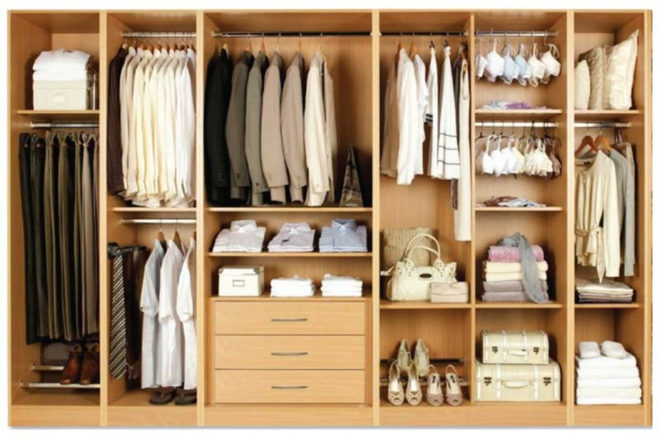 Удобное наполнение шкафа для одежды