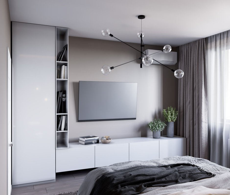 Шкаф с телевизором в спальню в современном стиле