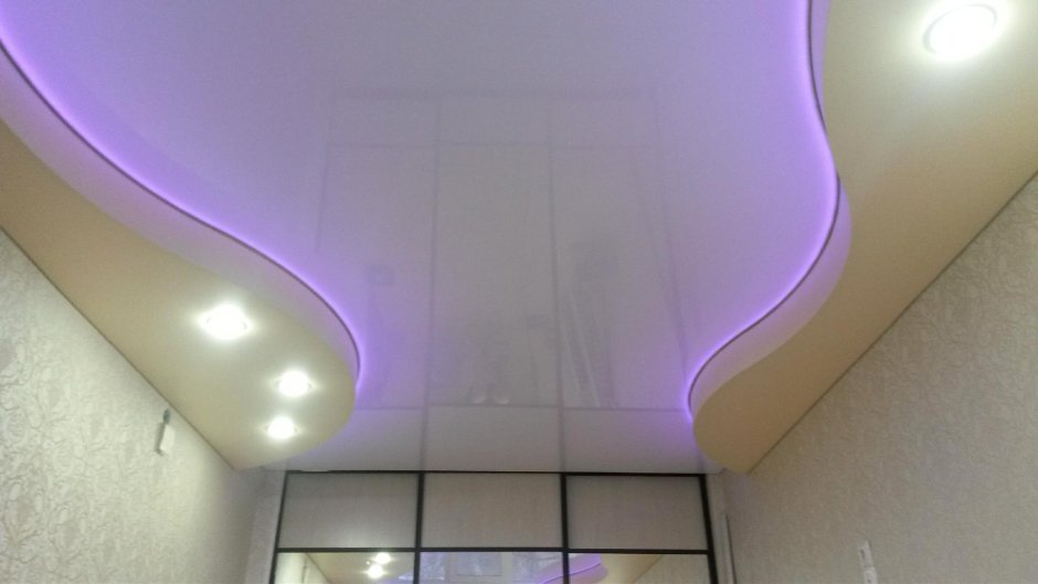 Натяжные двухуровневые потолки со светодиодной подсветкой