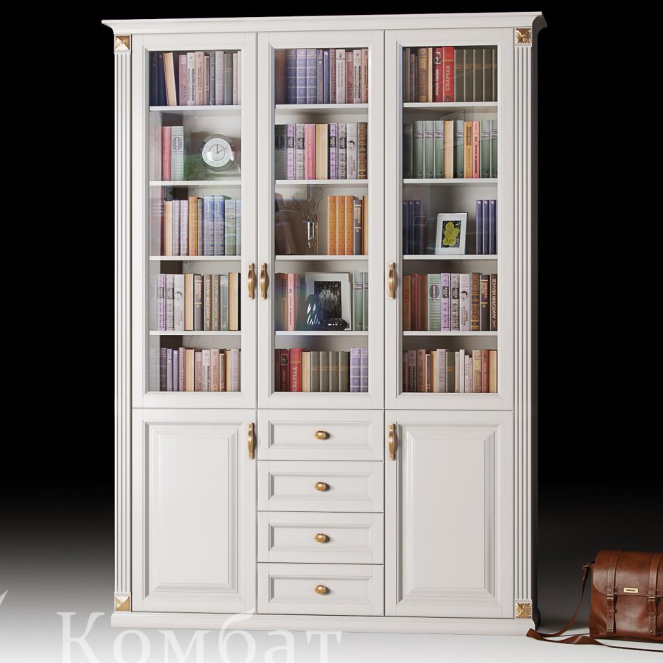 Шкаф книжный белый Серджио