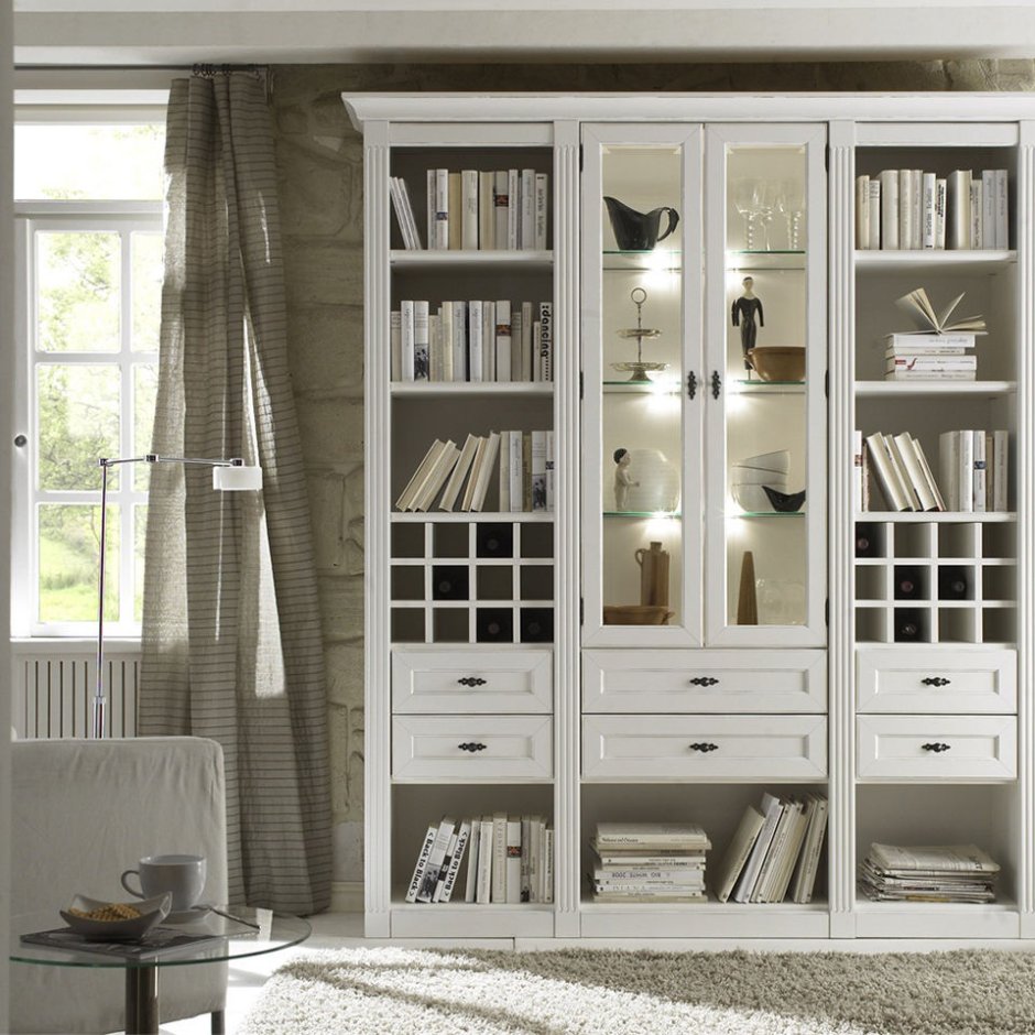 Шкаф книжный белый Серджио