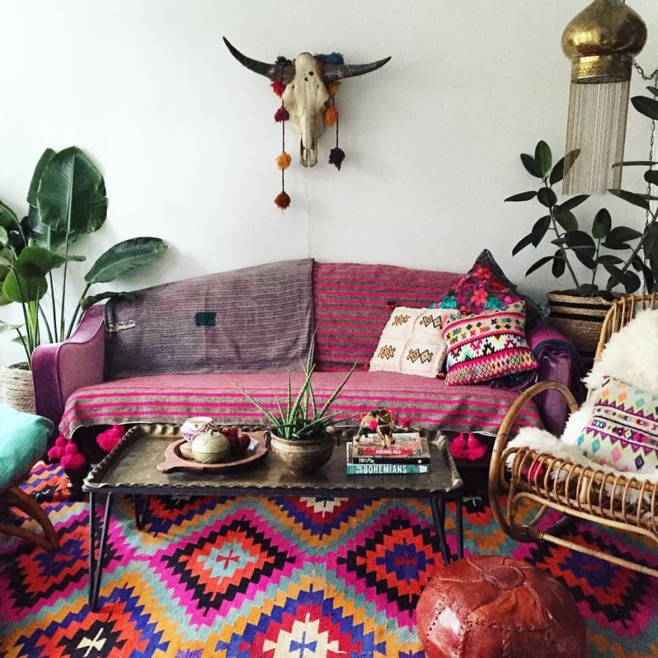 Скандинавский бохо спальня