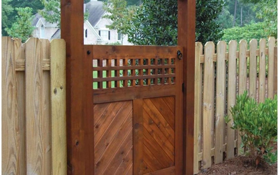 Калитка для горизонтального забора из дерева