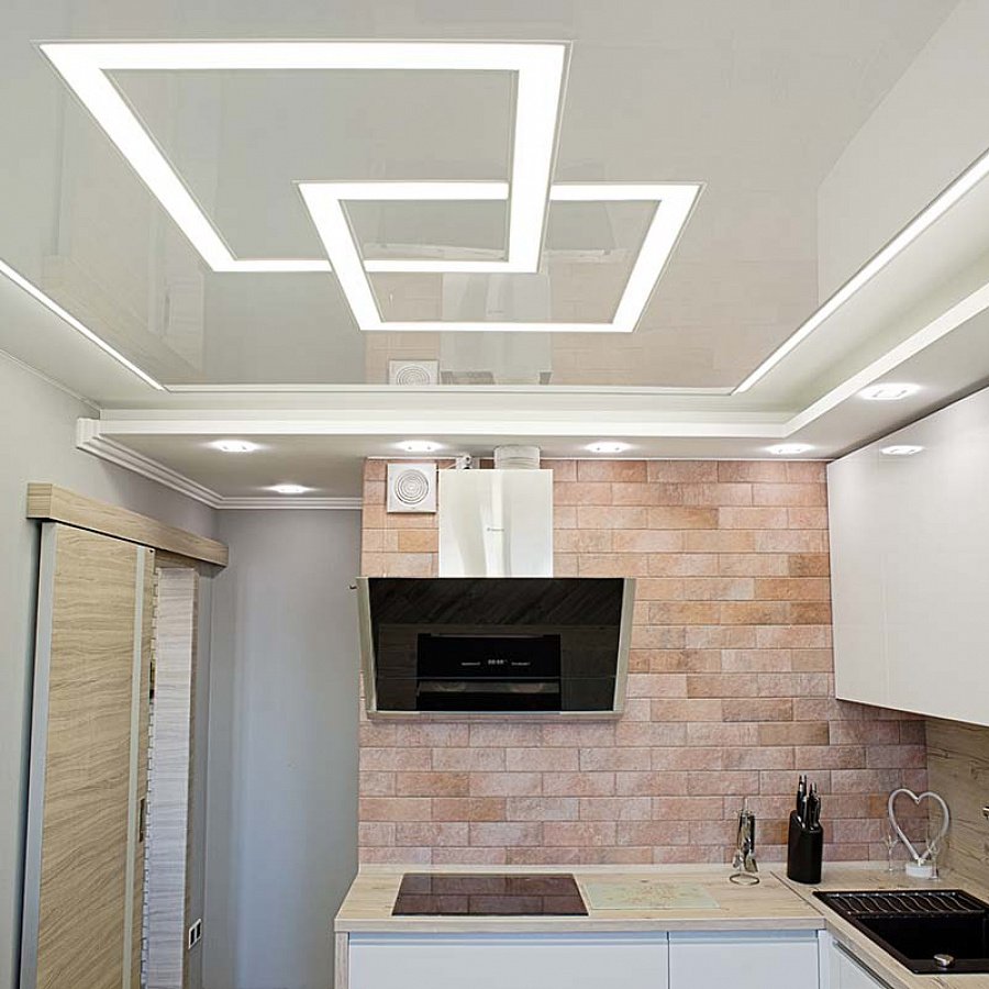 Потолки натяжные с подсветкой для кухни