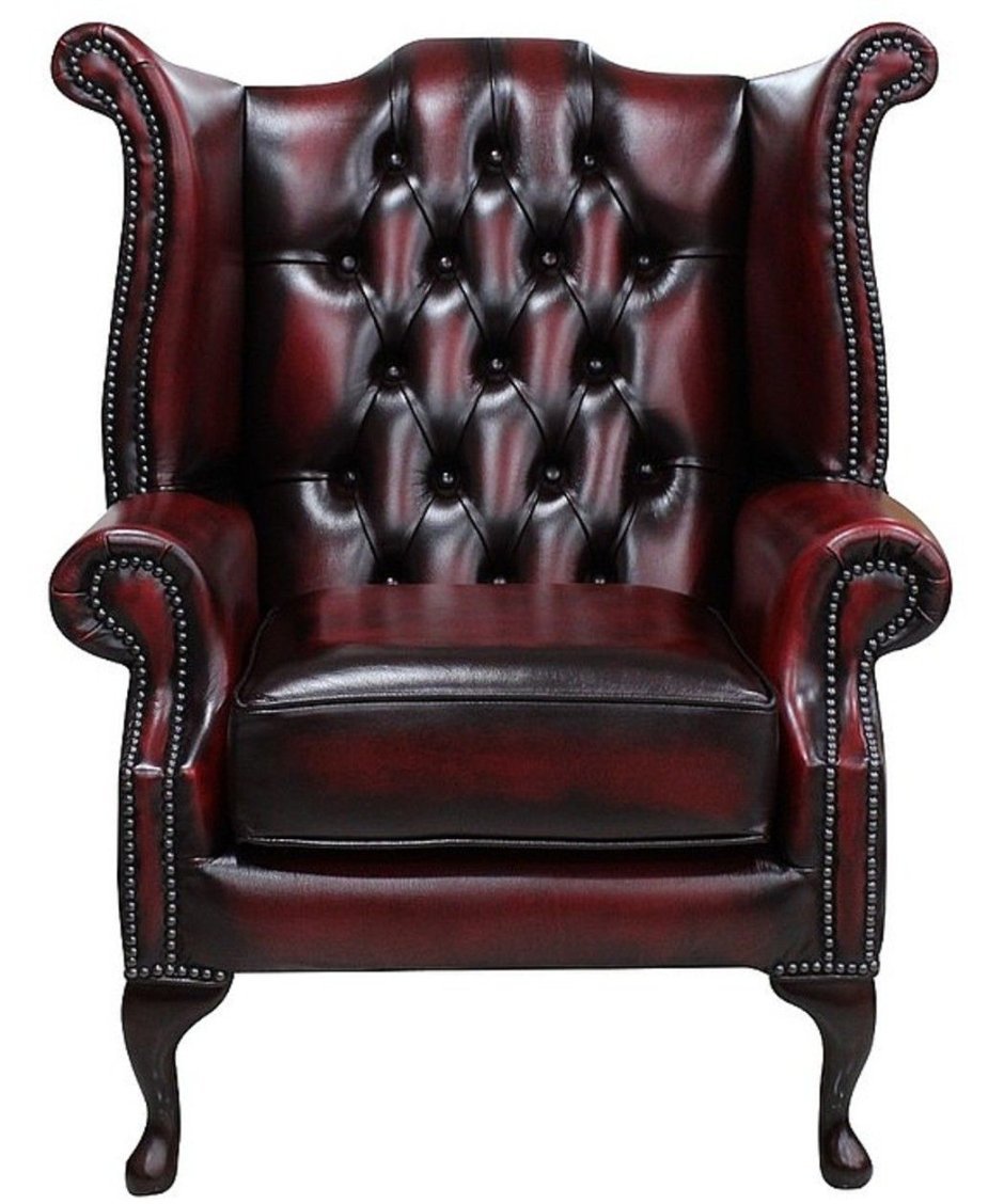 Королевское черное кожаное кресло Честерфилд