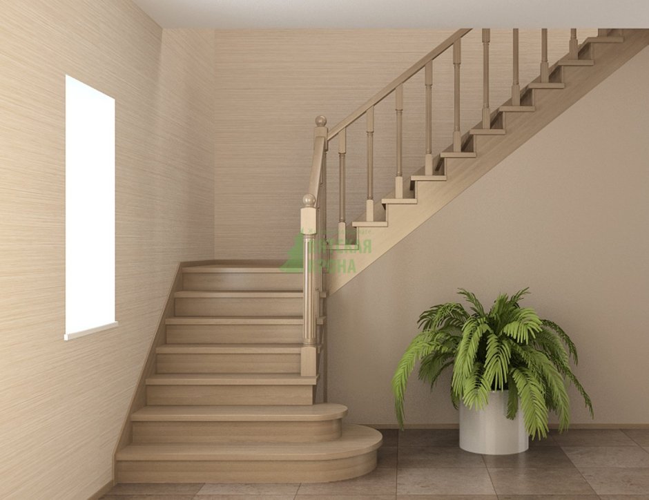 Одномаршевая прямая лестница на 2 этаж